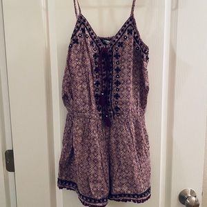 American eagle red, maroon paisley style romper S